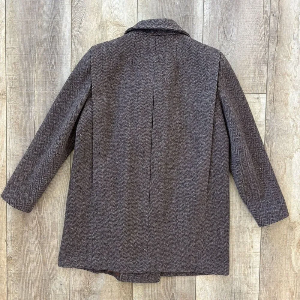 Vintage Jill Jr Womens Herringbone Wool Coat Size M/L 60s Union Made USA Classic - Picture 4 of 16
